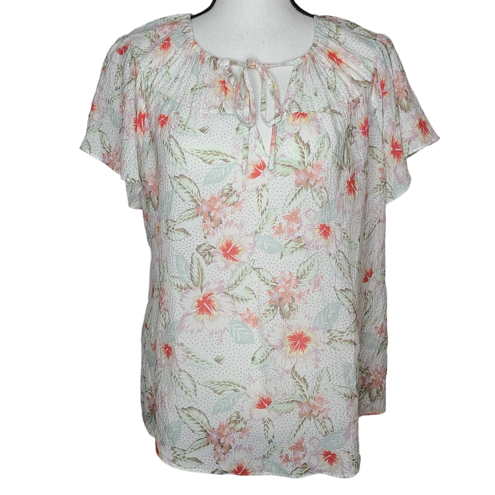 Rebecca Taylor Kamea Floral Top Snow Combo 319923B170 Size 6